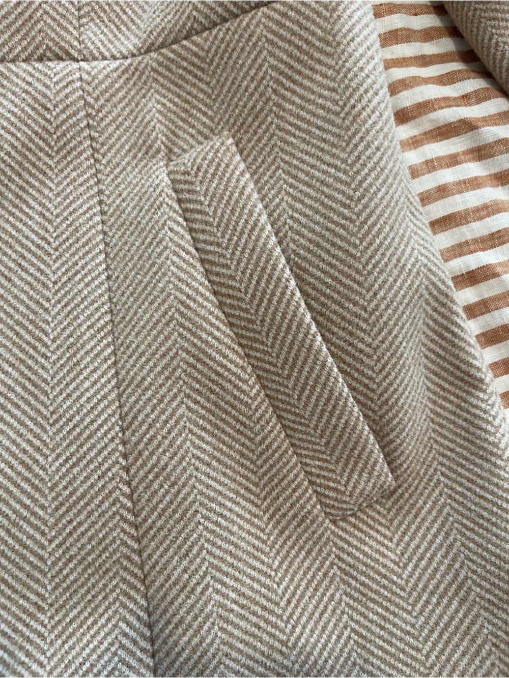 Stylish khaki herringbone blazer S - Picture 10 of 10